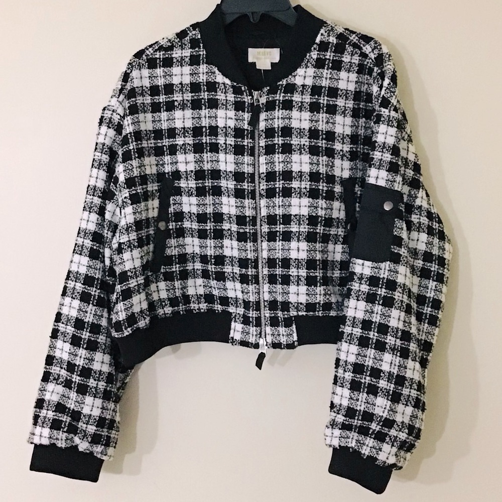 Anthropologie Maeve Plaid Cropped Bomber Jacket NWT